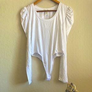 Planet Gold Ruched-Sleeve Bodysuit